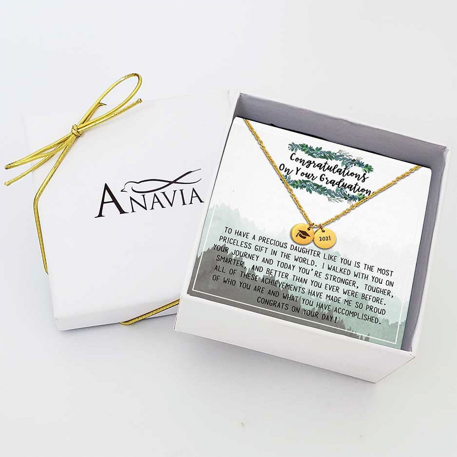 Anavia College Graduation Gift for Best Friend - 2021 Graduation Gifts for Friend - Congratulations On Your Graduation - Stainless Steel Bachelor Cap Necklace Jewelry Gift