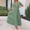 A Green, variant on Women's Summer Cotton Linen Maxi Dress Lapel Button Down Shirt Dress Casual Sleeveless A-Line Work Dress Loose Out Go Dress Green S