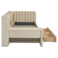 thumbnail image 6 of MODERNLUXE Twin Size Daybed with 2 Drawers, L-Shaped Platform Bed Frame with Storage Shelves,Cabinets & Side Table, Twin Bed for Living Room Bedroom,Beige, 6 of 7
