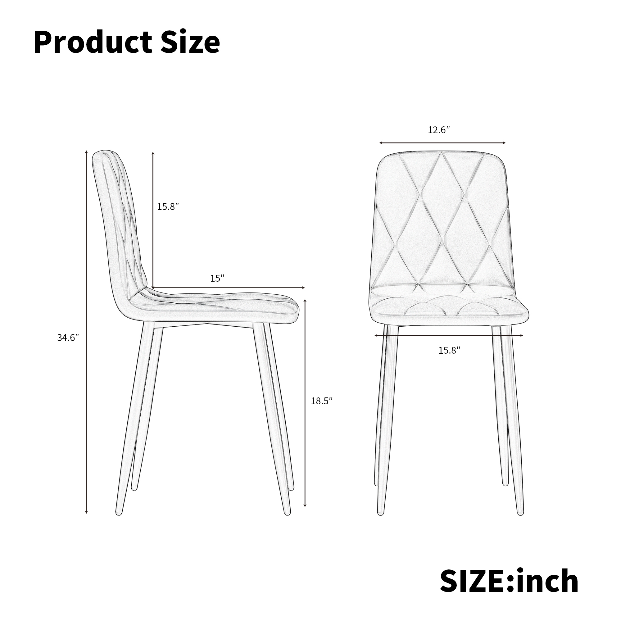 Dining Chairs Set of 4,Kitchen & Dining Room Upholstered Chairs with Metal Legs,Blue+Velvet