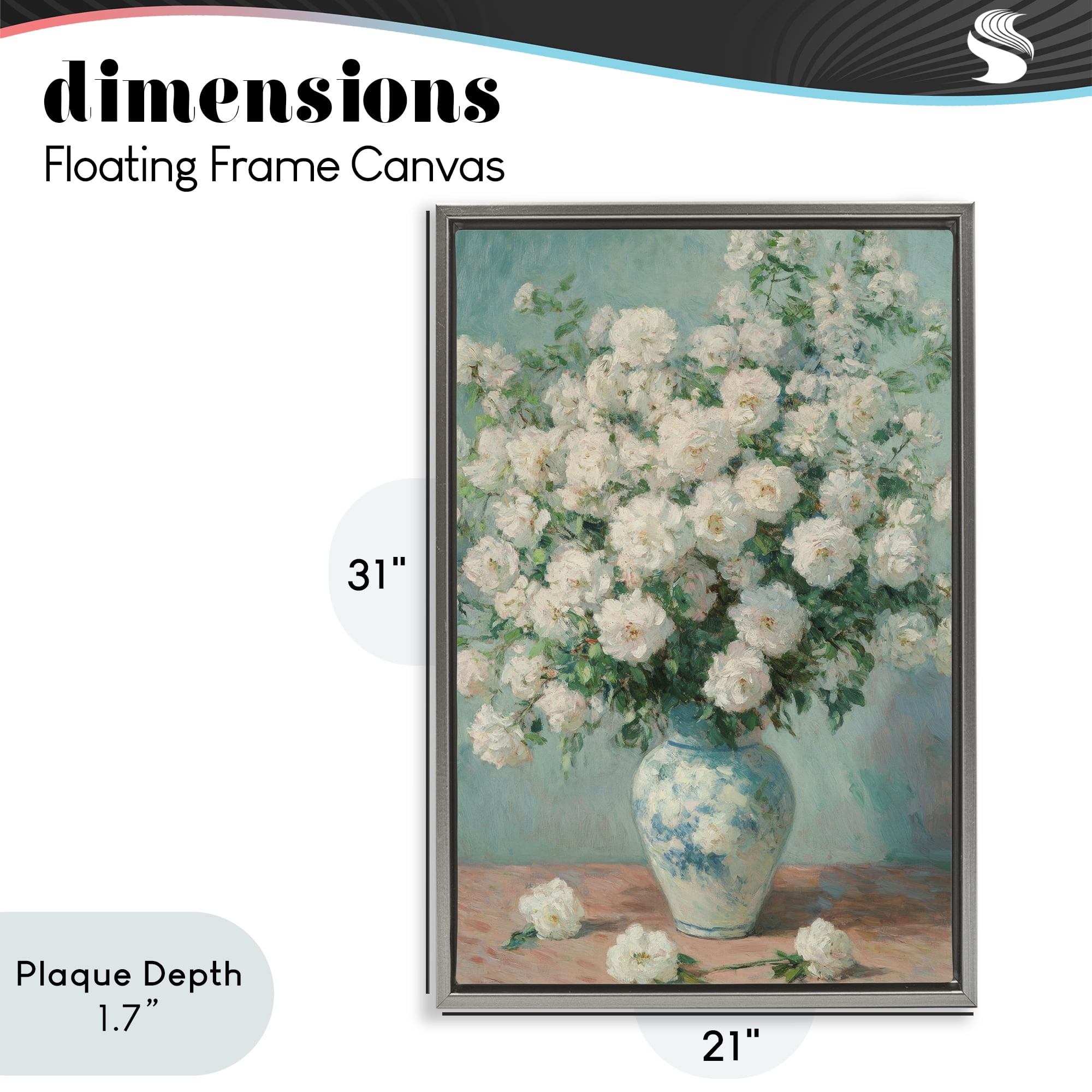 Stupell Industries Lush Bouquet of White Roses Gray Framed Floater Canvas Wall Art, design by Petal Prints Design