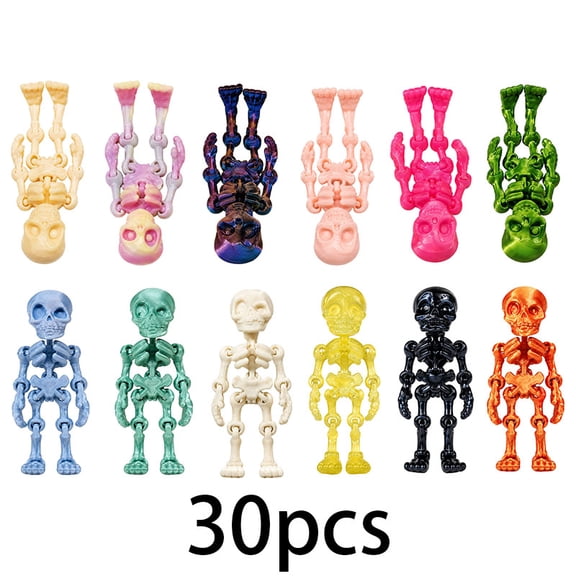 30 Pack Halloween Skeleton Decorations,2.56" Skeletons Hanging Decor with Movable Joints, Mini Plastic Skeleton for Indoor Outdoor Haunted House, Graveyard, Party and Yard Scary Decor