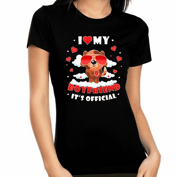 I Love My Boyfriend Shirt I Heart Valentine Shirts for Women Shirt Valentines Day Gifts for Her