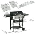 thumbnail image 3 of Outsunny Propane Gas Grill, 38,000 BTU Outdoor BBQ Grill Cart, Black, 3 of 10