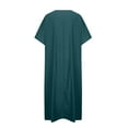 thumbnail image 3 of BVnarty Men's Summer Loose Fit Long Thobe Kaftan Tunic Tops Short Sleeve Crew Neck Solid Maxi Long Dress with Pocket Green XXXXL, 3 of 4