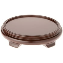 Plymor Walnut Round Wood Veneer Footed Display Base, 12" W x 12" D x 2.75" H (10" Display Diameter)