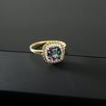thumbnail image 5 of Gem Stone King 10K Yellow Gold Green Mystic Topaz and White Diamond Women Engagement Ring (1.87 Cttw, Cushion Cut 7MM, Available in Size 5, 6, 7, 8, 9), 5 of 7