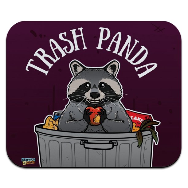 Raccoon Trash Panda in Garbage Low Profile Thin Mouse Pad Mousepad