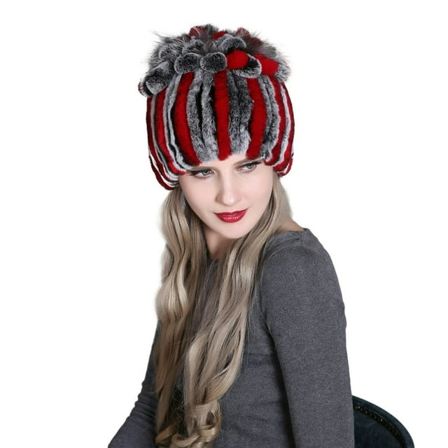 Contrast Color Furry Hat for Women Winter Beanie with Patchwork