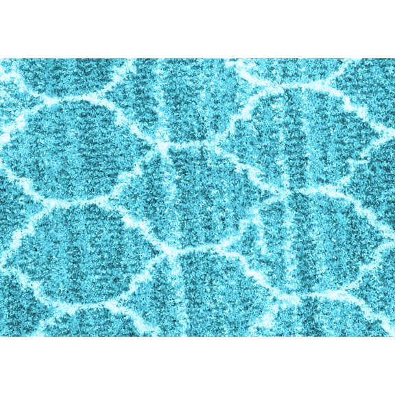 Ahgly Company Indoor Rectangle Abstract Light Blue Contemporary Area Rugs, 4' x 6'