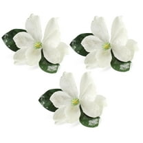 AuldHome Design Magnolia Floral Picks (3-Pack, White); Artificial Magnolia Greenery Flowers for Christmas and Seasonal Decor