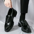thumbnail image 2 of Mens Slip on Penny Loafers 2025 Fashion Casual Leather Oxfords Formal Dress Shoes Tassel Business Work Shoes, 2 of 8