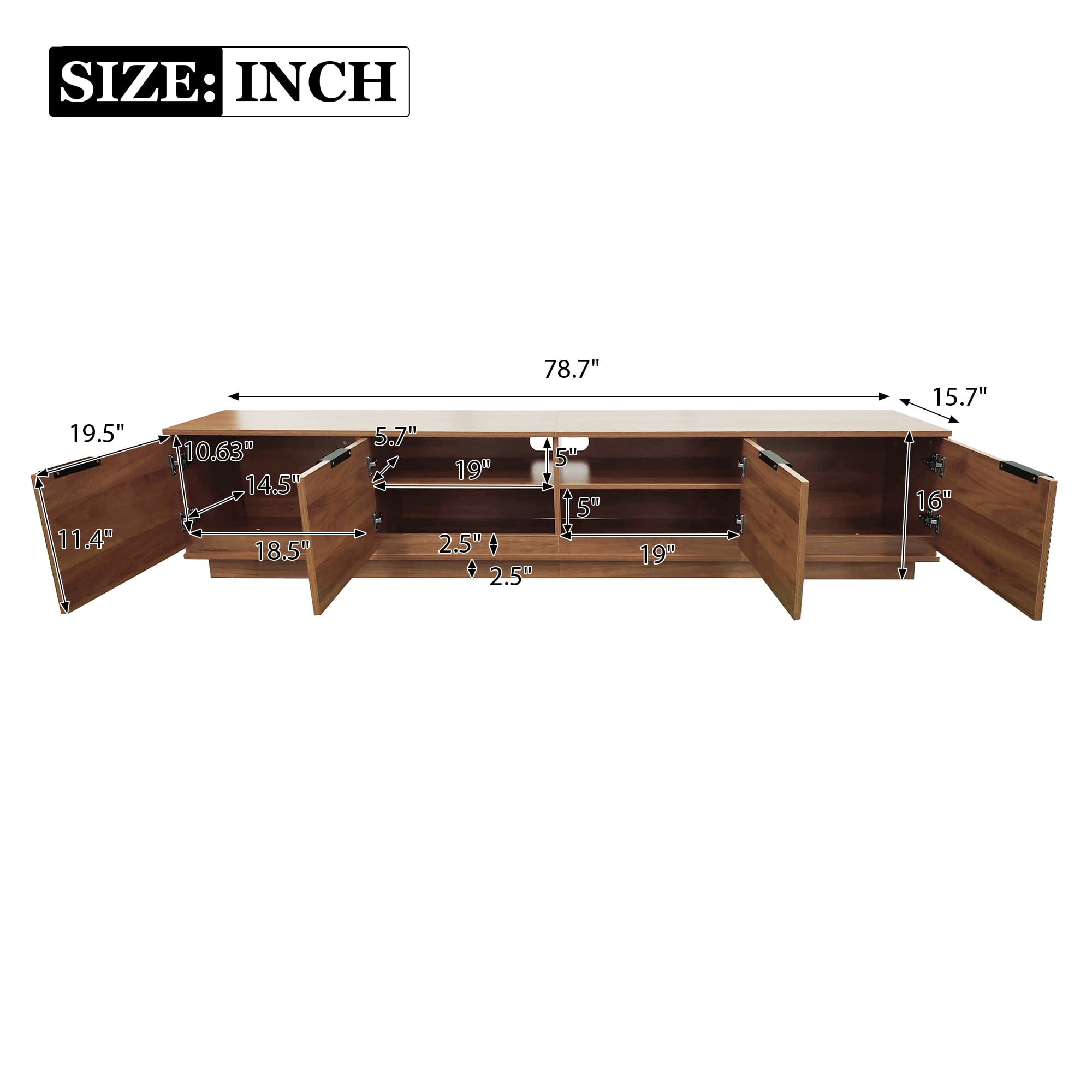 Homy Casa Modern Media Console, TV Stand Entertainment Cabinet with Storage for Home