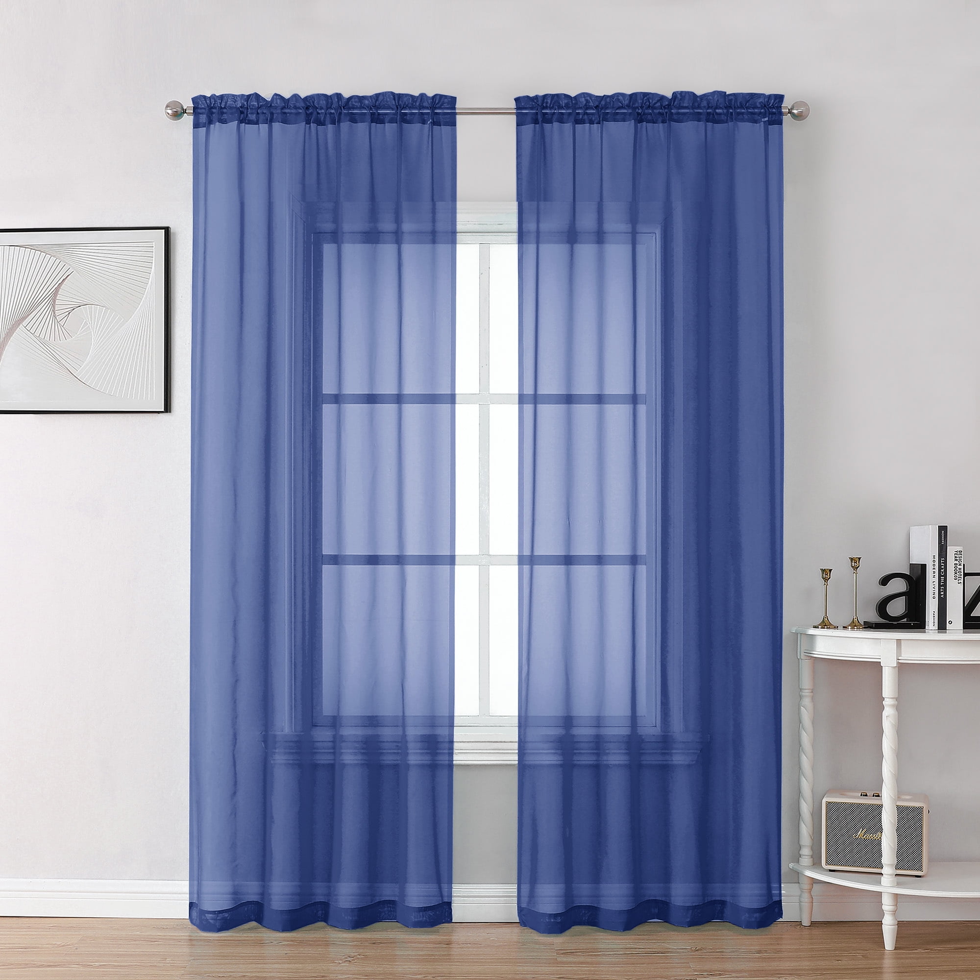 OVZME Sheer Curtain Panels 84 inch length 2 Panels, Solid Voile Top Dual Rod Pockets Stylish Breatha(图2) OVZME Sheer Curtain Panels 84 inch length 2 Panels, Solid Voile Top Dual Rod Pockets Stylish Breatha(图2)