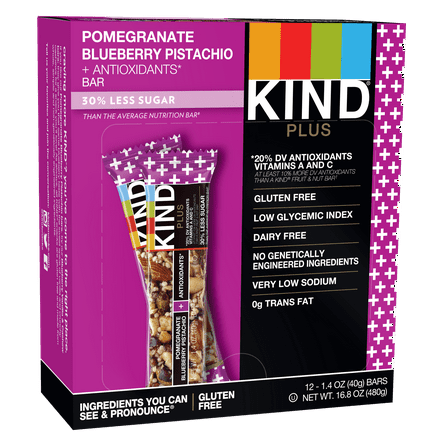 KIND Bars, Pomegranate Blueberry Pistachio   Antioxidants, 12 Bars, Gluten Free