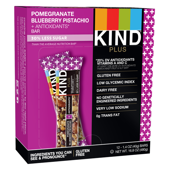 KIND Bars, Pomegranate Blueberry Pistachio   Antioxidants, 12 Bars, Gluten Free