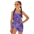 thumbnail image 2 of SEANATIVE One Piece Bathing Suit for Girls Mesh Cover-up Skirt Cutout One Shoulder Beach Swimsuits with Adjustable Strap, Size 7-8 Years Old, Violet Tie-dye, 2 of 7