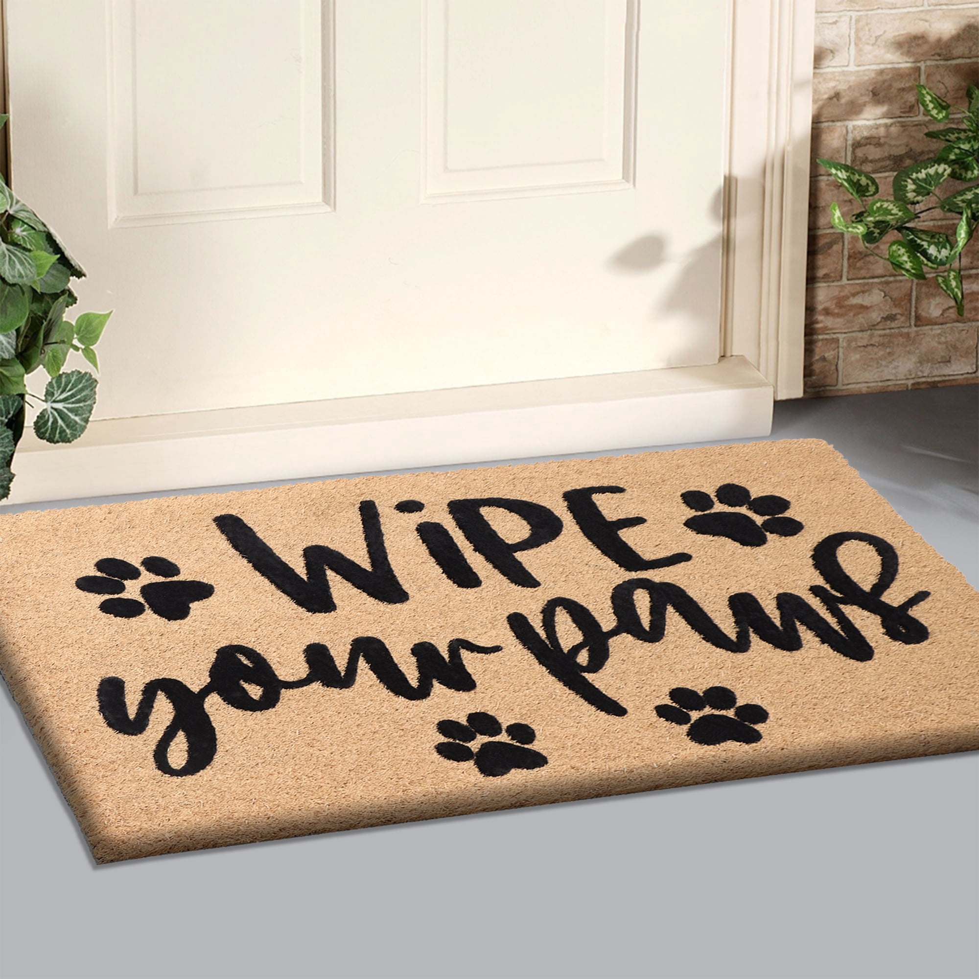 A1HC Natural Coir Flocked Doormat - Durable Non-Slip Welcome Mat, 18"x30", Ideal for Outdoor Entryways, Wipe Your Paws