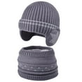 thumbnail image 3 of QQAMB Kids Earflap Beanie Hat and Scarf Set Winter Warm Fleece Lined Knit Cap Neck Warmer Gaiter for Boys Girls, 3 of 3