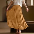 thumbnail image 5 of Yucgh Women's Pleated Solid Color Maxi Skirt with Large Swing, A-line Floor Length Skirt, Casual Flowy Skirt with Elastic Waist,Coffee,M, 5 of 8