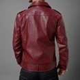 thumbnail image 4 of Brnmxoke Womens Motorcycle Jacket Vintage Faux Leather Asymmetric Zip Jackets with Pockets Biker Lapel Neck Lightweight Outwear Coat Wine,XL, 4 of 9