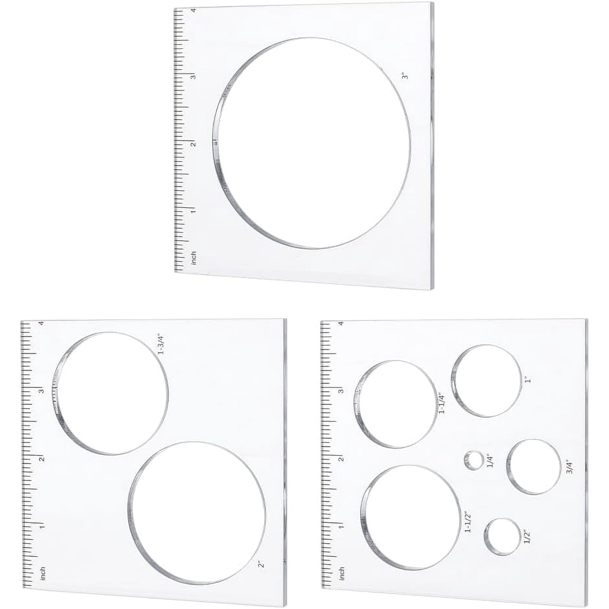3Pcs Multifunctional Acrylic Drawing Scale Ruler Painting Stencils for Student Painting Supplies Craft Projects Round/Oval/Rectangle Pattern Round