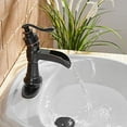 thumbnail image 5 of BWE Oil Rubbed Bronze Bathroom Faucet Waterfall Farmhouse Sink Mixer Tap Deck Mounted Single-Handle with Drain Assembly and Supply Hose Lead-Free Lavatory Matte, 5 of 10