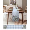 thumbnail image 6 of Spring Floral Burlap Cotton Table Runner 13x48 Inches Long, Blue Plaid Botanical Flowers Butterfly Farmhouse Table Runners, Outdoor Dining Tablecloths Decor for Baby Shower/Party/Wedding, 6 of 6