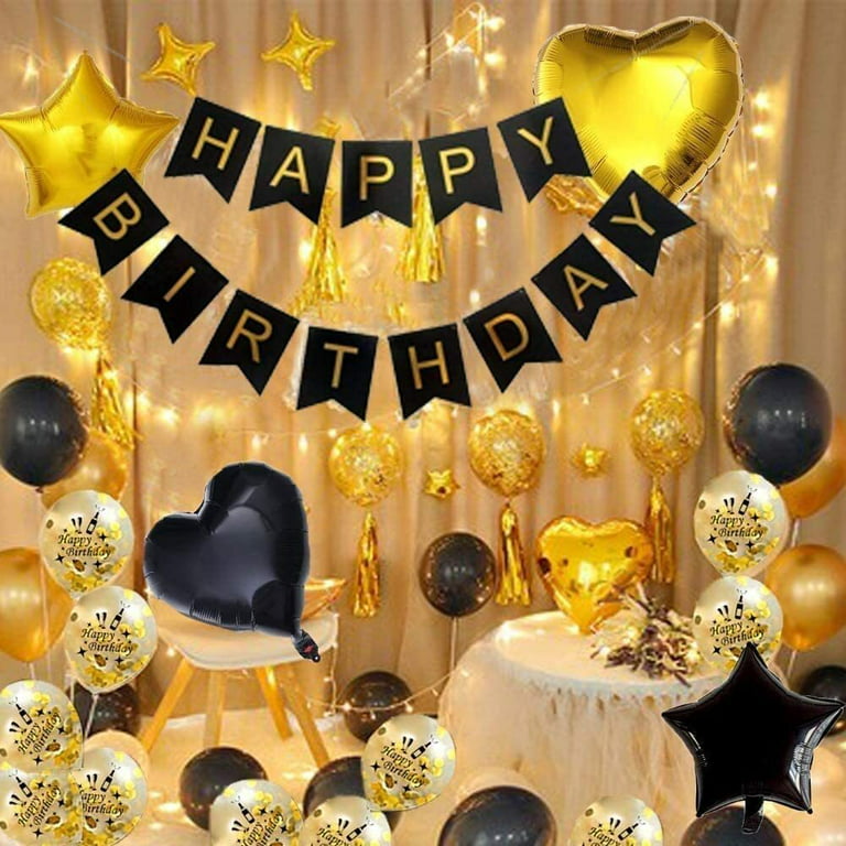 SPECOOL Black and Gold Birthday Party Decorations for Men, Black Gold  Birthday Decor Set for Him Her, Metallic Gold Balloons, Confetti Balloons  for 18th 21st 30th 40th 50th Birthday Party Supplies 