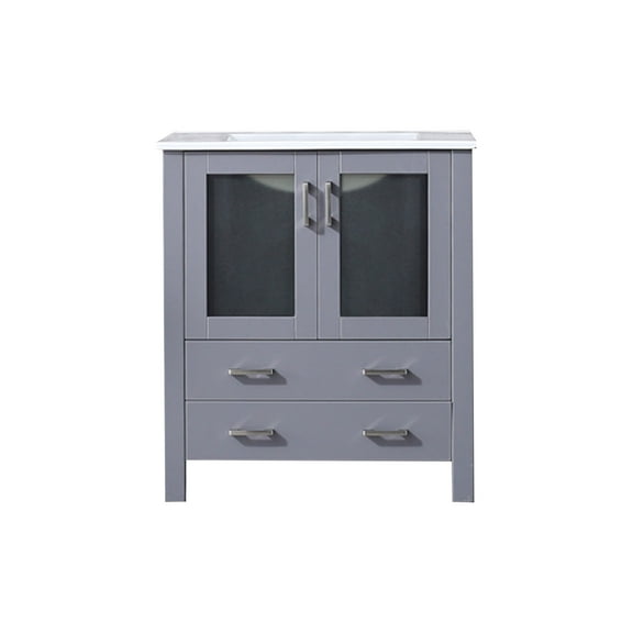 Harborfront 30 in W x 18.25 in D Dark Grey Single Bath Vanity and White Ceramic Top