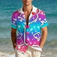 thumbnail image 4 of Stamzod Vacation Shirts for Men Summer Short Sleeve Casual Shirts Plus Size Mens Button Down Hawaiian Shirt Pink I XXL, 4 of 9