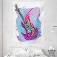 thumbnail image 1 of Grunge Tapestry, Hand Drawn Electric Guitar with Motley Curved Grunge Effects Modern Music Icon, Wall Hanging for Bedroom Living Room Dorm Decor, 60W X 80L Inches, Pink Purple Blue, by Ambesonne, 1 of 2
