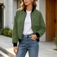 thumbnail image 6 of Women's Zip Up Bomber Jacket Loose Fit Long Sleeve Coat with Pockets Trendy Fall Outerwear for Daily Streetwear, 6 of 8