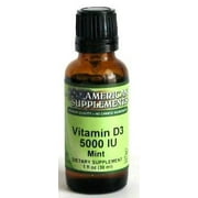 Vitamin D3 5000 Mint with MCT Oil No Chinese Ingredients American Supplements 1 oz Liquid