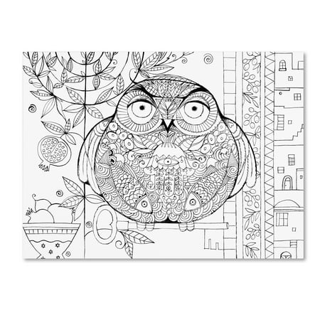 Trademark Fine Art 'Judaica Folk Owl - Outline' Canvas Art by Oxana Ziaka