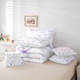 thumbnail image 5 of Manfei Dreamy Purple Bow Twin Bedding Sets 7-Piece for Kids, Watercolor Bow-tie Ribbon Bedding Comforter Set, Cartoon Bowknot Reversible Sheet Sets, Super Cozy Room Decor, 5 of 7