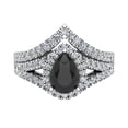 thumbnail image 4 of Pear Cut Black & Round Diamond Wedding Ring Set 14K White Gold (I,I1), 4 of 5