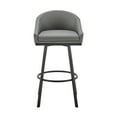 thumbnail image 2 of Noran Swivel Counter Stool in Black Metal with Grey Faux Leather, 2 of 7
