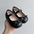 thumbnail image 5 of Kids Girls Black Faux Faux Leather Mary Jane Flats Non-Slip Rubber Sole Hook and Loop Closure with Bow Accent for Kids & Little Kid Dress Shoes,Size 11, 5 of 7