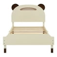 thumbnail image 3 of Twin Size Wood Platform Bed with Bear-shaped Headboard，Cosymart Bed with Motion Activated Night Lights，Cream+Walnut, 3 of 9