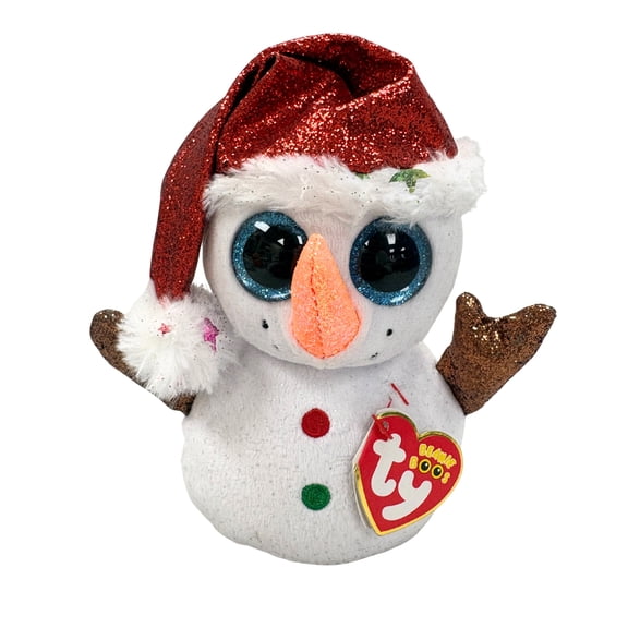 Ty Beanie Boos - Flurry the Snowman – Glitter Eyes - Stuffed Animal