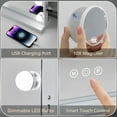 thumbnail image 6 of Vanity Mirror with Lights, 22''x18'' Hollywood Makeup Mirror with 15 Dimmable LED Bulbs, 3 Color Modes, USB Charging Port, 10X Magnification, White, 6 of 9