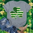 thumbnail image 2 of 4 Leaf Clover Shirts for Women,Womens St Patricks Day Shirt Short Sleeve Round Neck Tshirt,Women's St Patrick's Day T-Shirt Lucky Irish Shamrock USA Flag Clover Graphic Tees Tops, 2 of 5