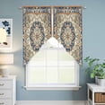 thumbnail image 6 of Swag Valance Curtains for Windows, Boho Southwestern Light Filtering Kitchen Curtains with Rod Pocket, Heritage Antique Country Blue Window Treatment Valances for Living Room, 36x36 - 2 PCS, 6 of 9