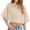 Beige, variant on Red Womens Cute Sleeve Crop Tops Collar Button down Loose Tees Shirts Blouse, M