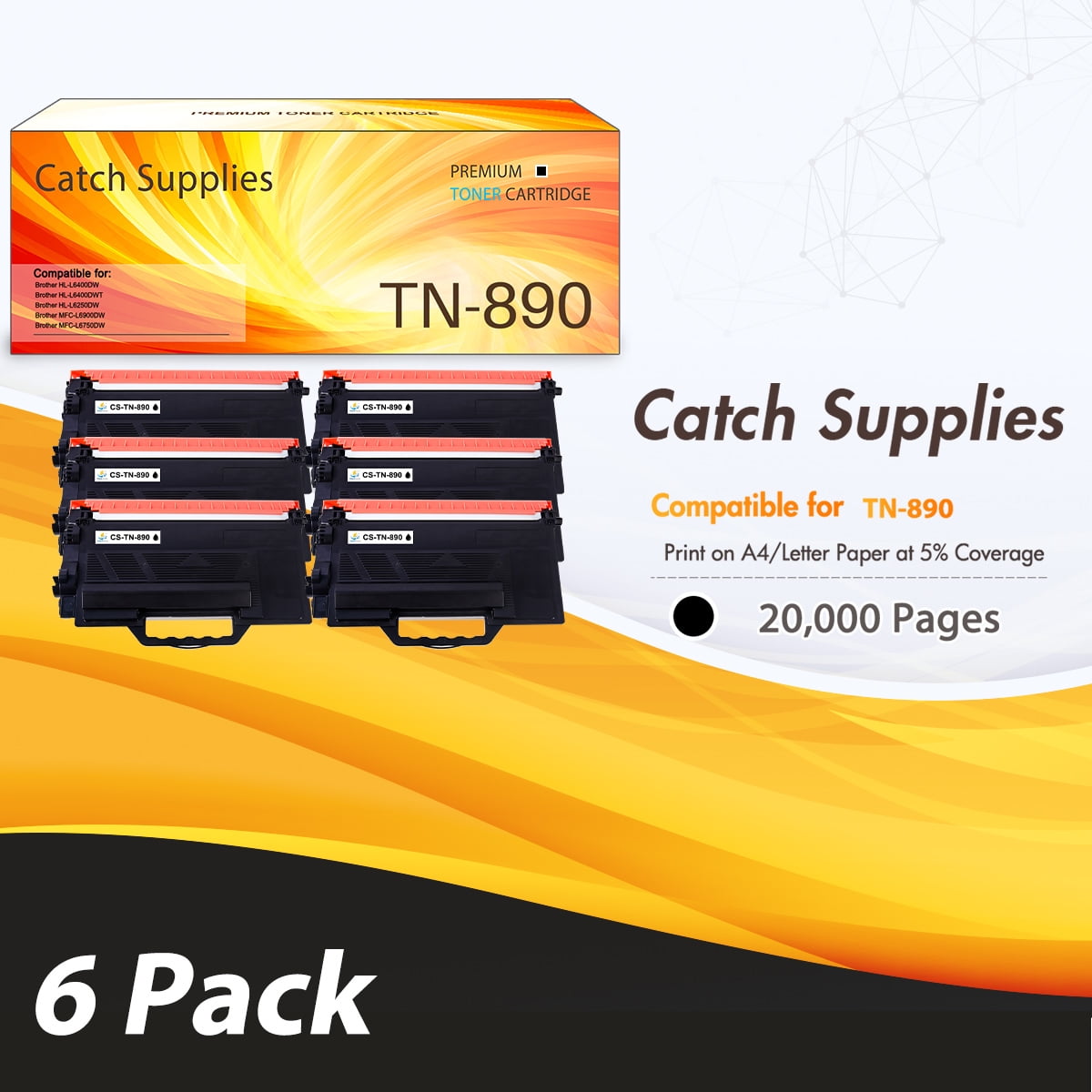 Catch Supplies 10-Pack Compatible Toner for Brother TN-890 Work