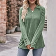 thumbnail image 4 of Annhoo T Shirts for Women V Neck Button Long Sleeve Collared T Shirts Fall Business Ofice Lounge Blouses, 4 of 7