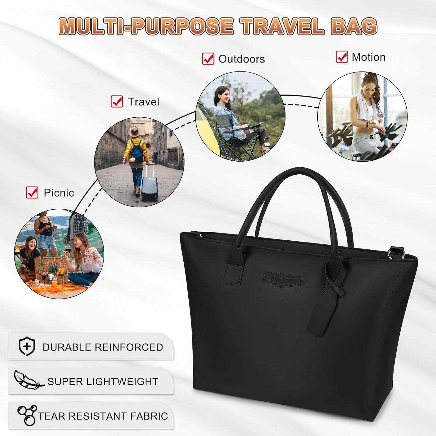 Travel Duffle Bag for Women Men Sports Tote Gym Bag Shoulder Weekender Overnight Bag for Women Men