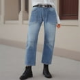 thumbnail image 2 of HSMQHJWE Bootcut Jeans for Women Stretchy Mid Rise Double Button Wash Solid 90s Straight Leg Jeans, 2 of 7