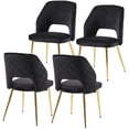 thumbnail image 3 of Dining Chairs Set of 4, Modern Velvet Upholstered Kitchen & Dining Room Chairs with Hollow Back and Metal Legs, Armless Side Chairs  for Living Room Bedroom Kitchen, Black, 3 of 5